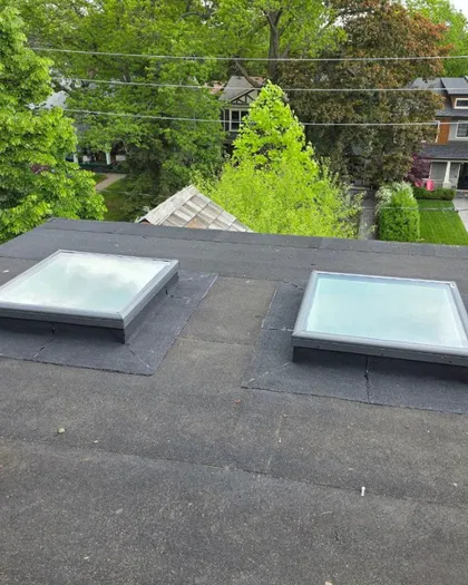 Skylight installation on a flat roof system