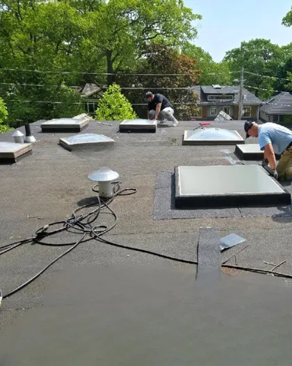 Completed flat roof skylight installation